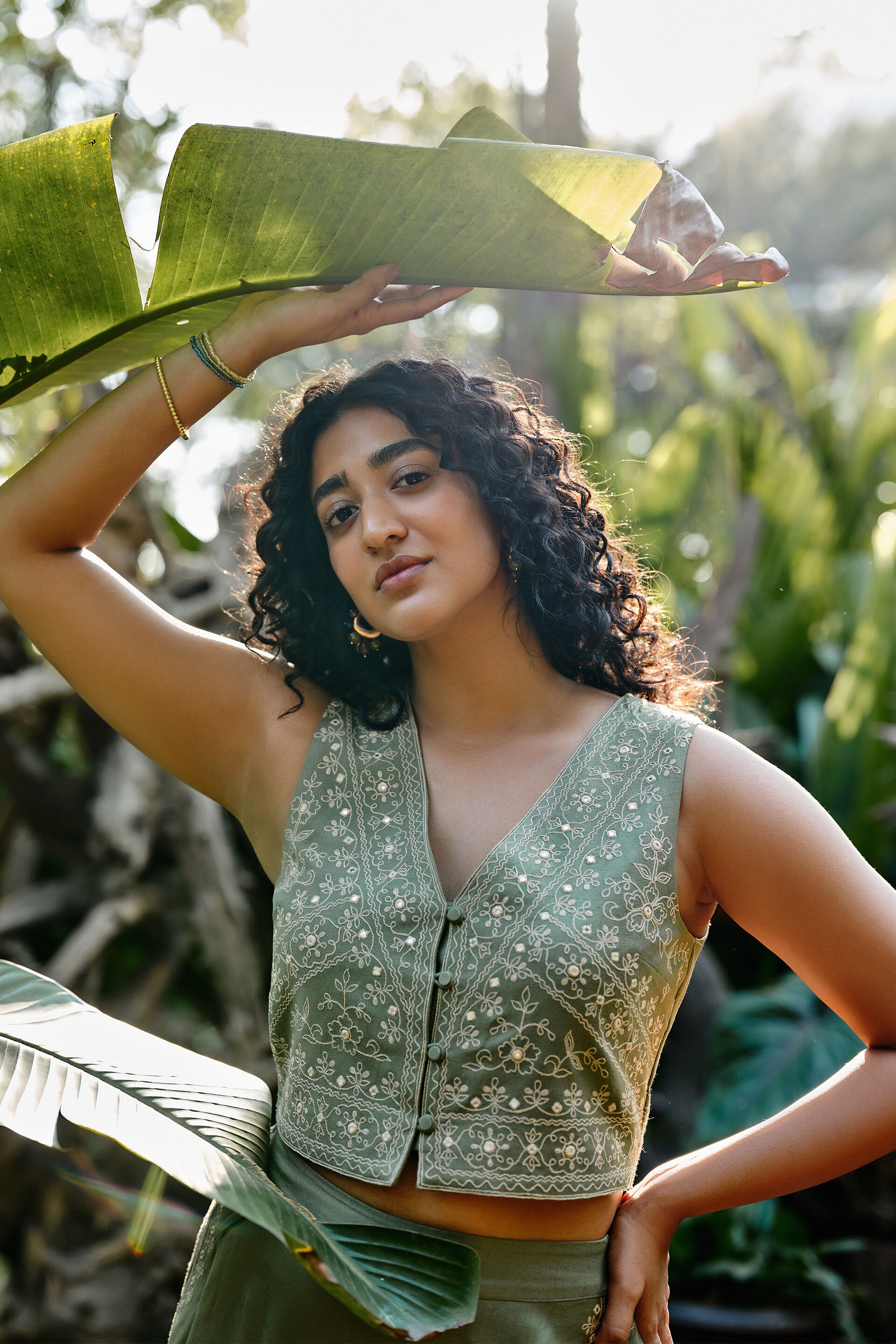 Sage Embroidered Co-ord Set, Green, image 4